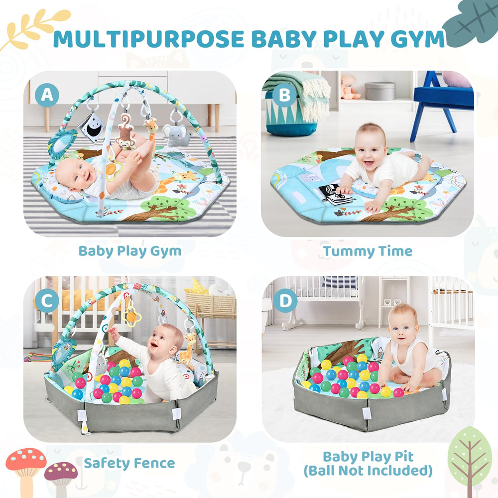 Jyusmile Baby Gym Play Mat self-discovery mirror invites baby curiosity safely.
