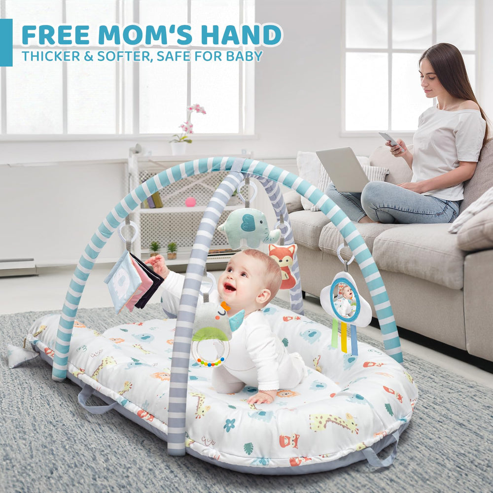 Jyusmile Tummy time area supports head lifting and motor skill practice.