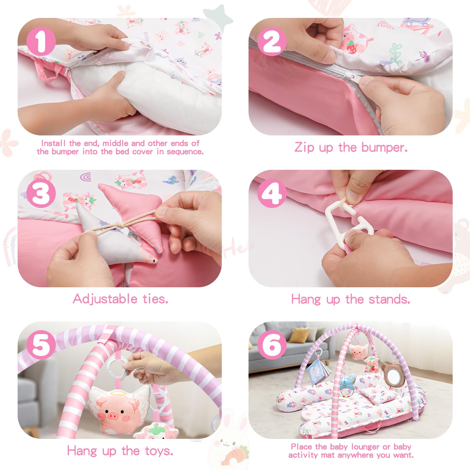 Jyusmile pink baby play mat makes a thoughtful gift for 0-18 months.