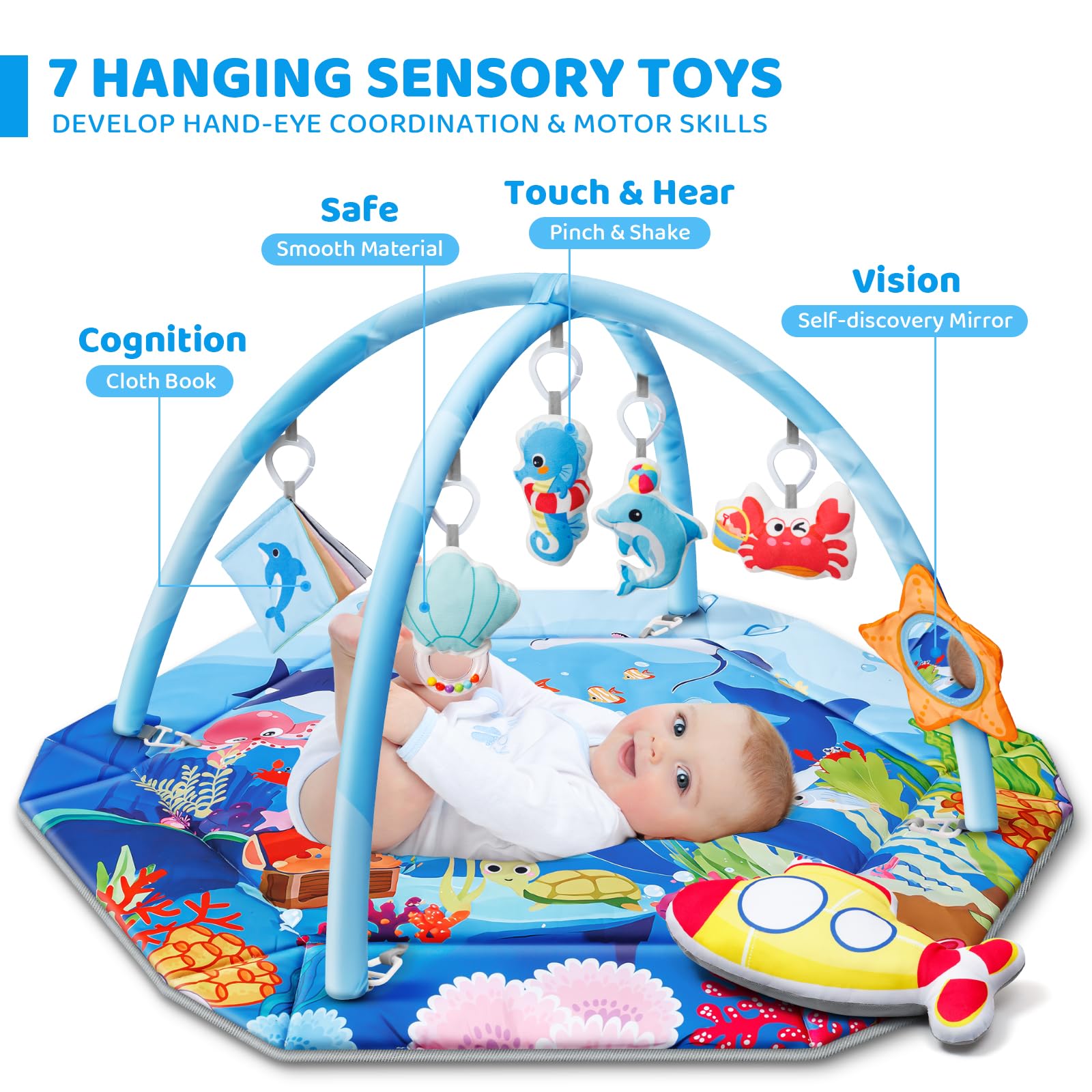 Jyusmile tummy-time boat mat showing ample space for neck and upper body strengthening