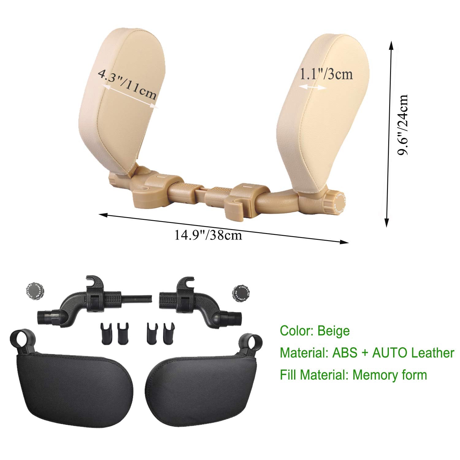 JZCreater car headrest pillow included-accessories ensure easy setup and support.