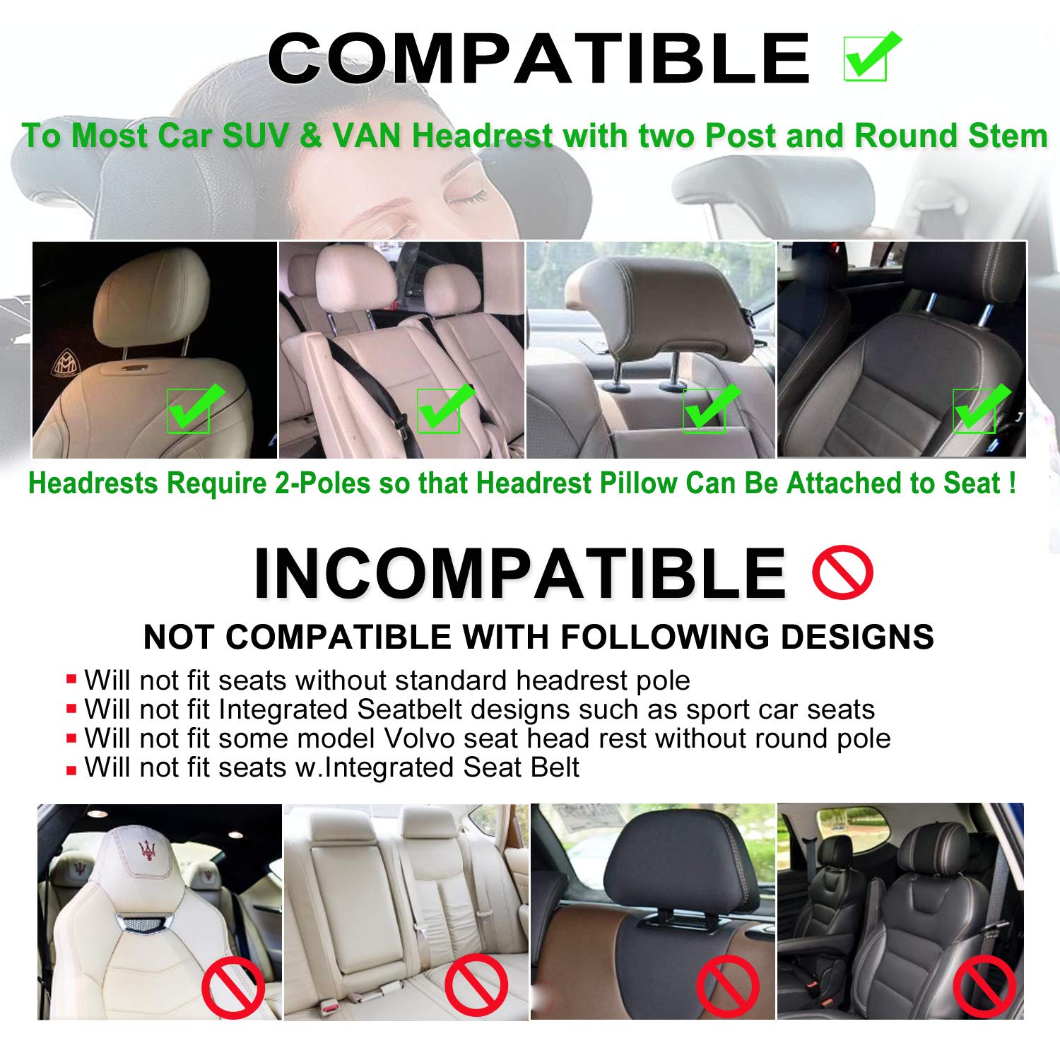 JZCreater headrest pillow 360-degree-adjustment offers flexible neck support on the road.