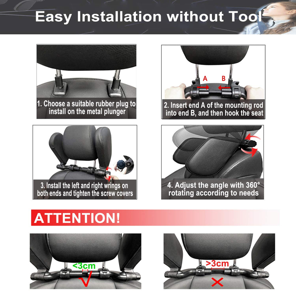 JZCreater car headrest pillow travel-nap-comfort supports restful sleep during trips.