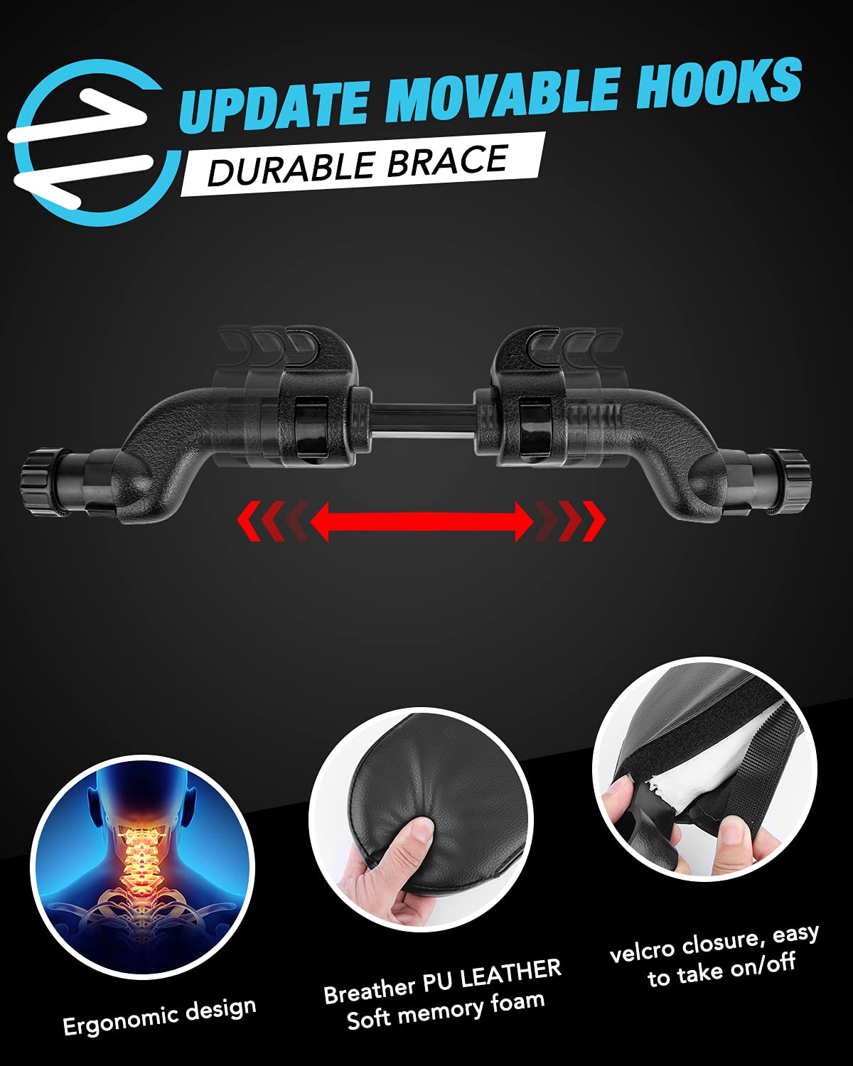 JZCreater kid-friendly headrest supports relaxed travel for children.