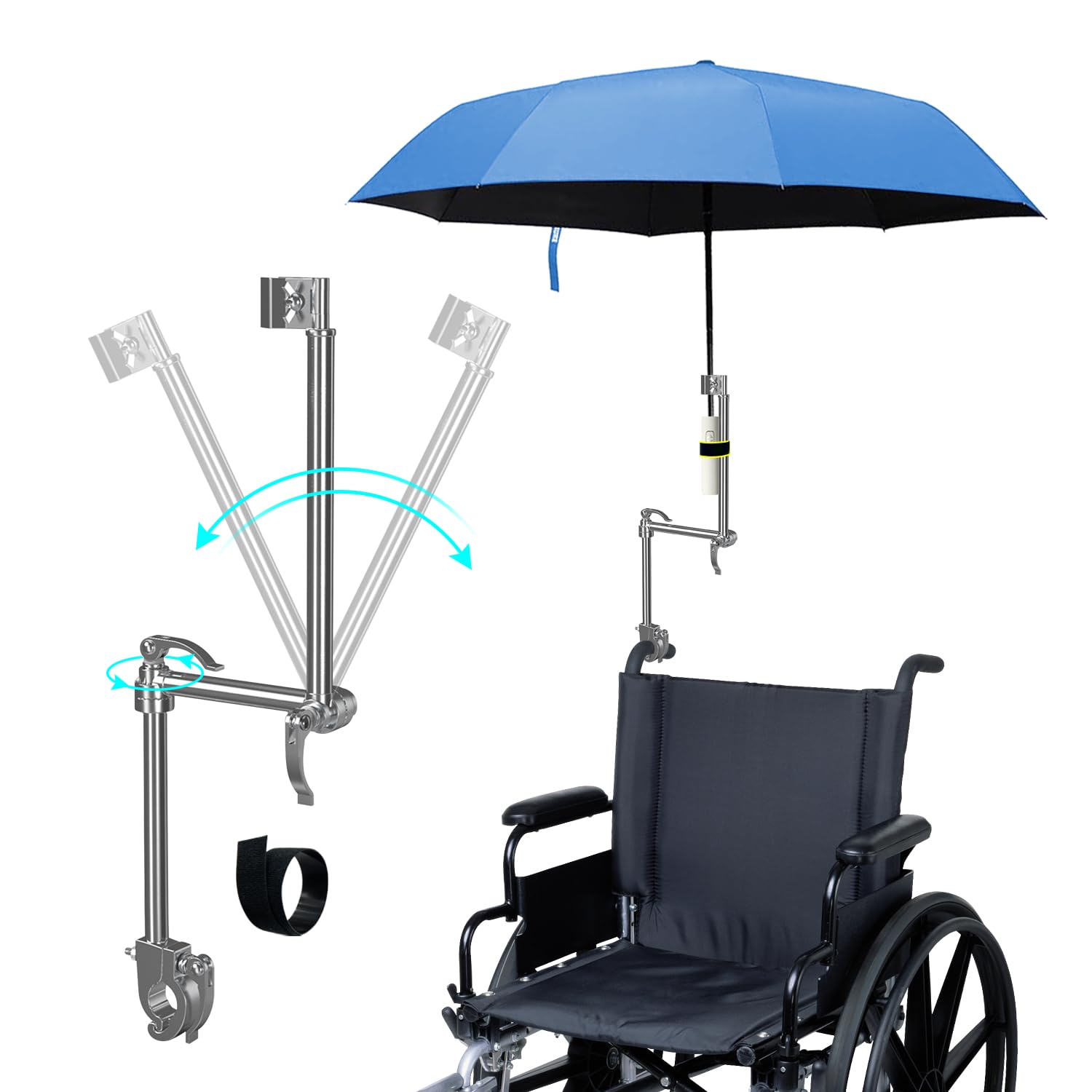 KAAMOS bicycle umbrella mount stand with handlebar attachment for hands-free shelter during rides