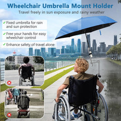 KAAMOS wheelchair umbrella mount frame offers sturdy wind and rain protection