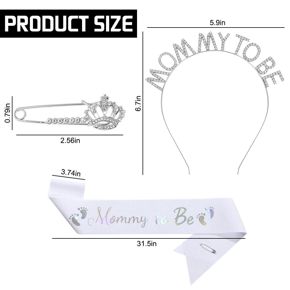 KABAKE mom to be tiara crown glitter close-up for gender reveal photos
