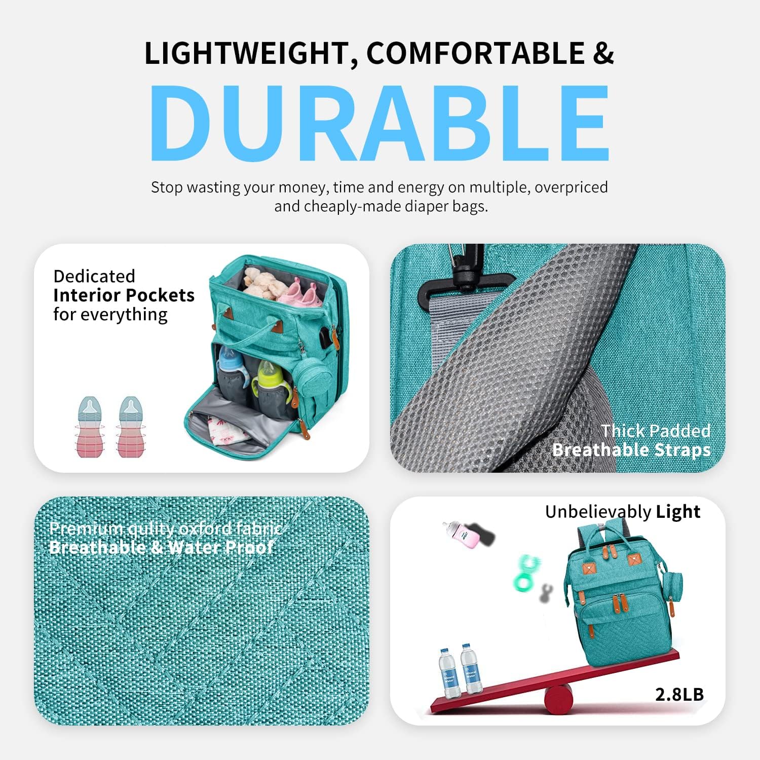 KABAQOO bag in waterproof oxford fabric for durable daily use.
