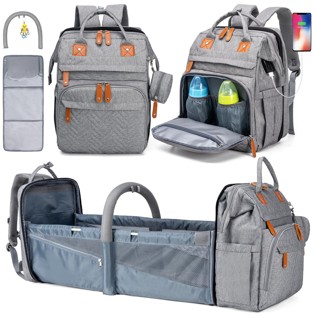 KABAQOO diaper bag backpack with detachable changing station for quick on-the-go changes.