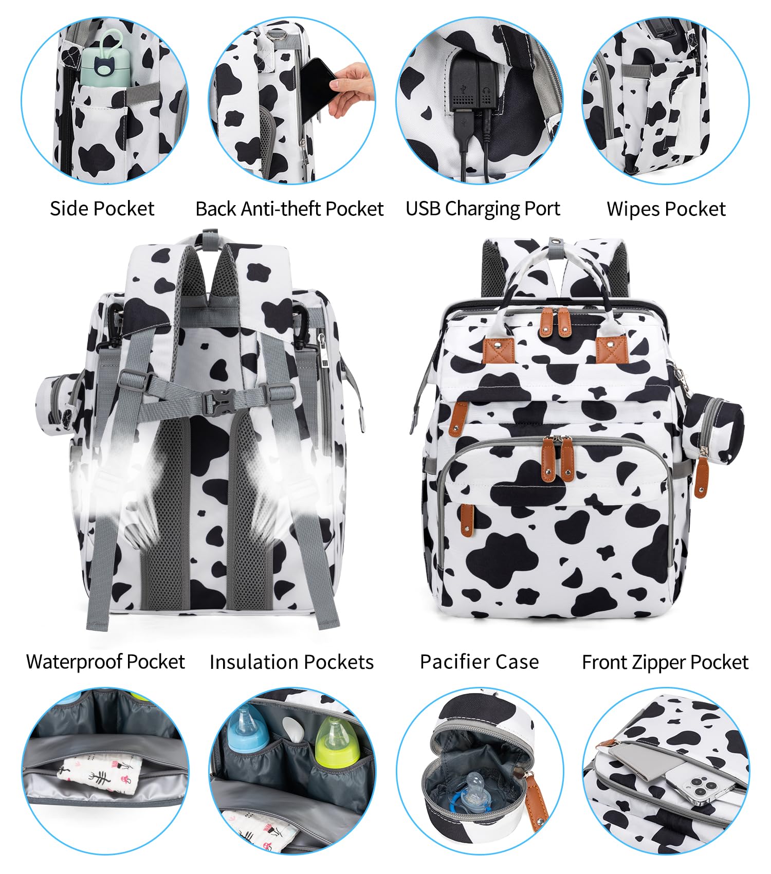 KABAQOO backpack with insulated bottle pockets for 5 11 oz bottles