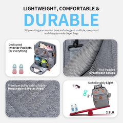 KABAQOO bag attached to a stroller with included straps for hands-free use.