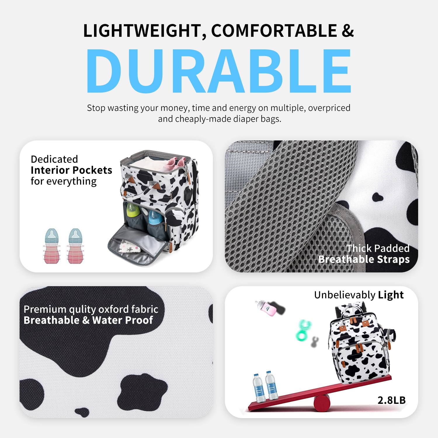 KABAQOO diaper bag with USB charging port on the go