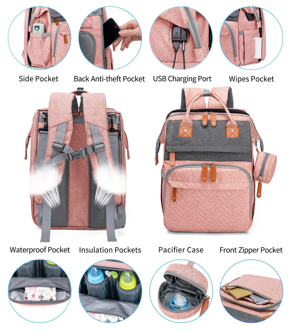 KABAQOO diaper bag with insulated pockets fits 5-11 oz bottles for temperature control.