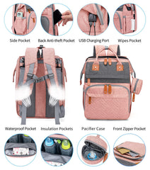 KABAQOO diaper bag with insulated pockets fits 5-11 oz bottles for temperature control.