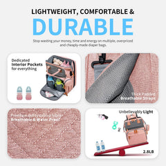 KABAQOO diaper bag uses waterproof oxford material for durability.