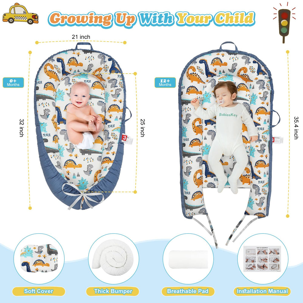 Kabirili baby lounger includes a hidden bottom zipper for easy washing.