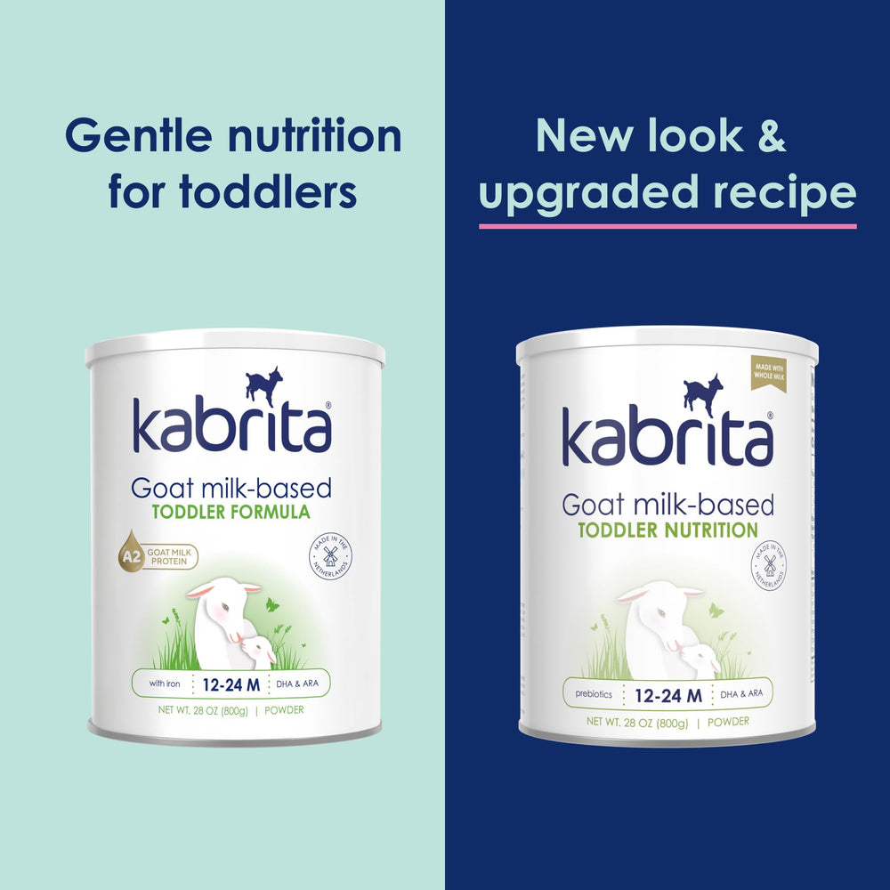 Kabrita goat milk easy-digest formula closeup, gentle digestion for toddlers.