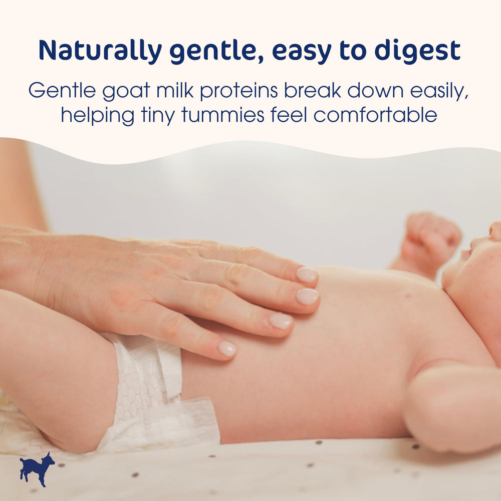 Kabrita goat milk formula serving bottle highlights ready-to-use nutrition for infants.