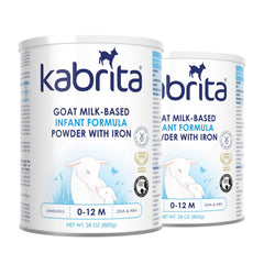 Kabrita goat milk formula tin 2-pack for easy stocking and feeding.
