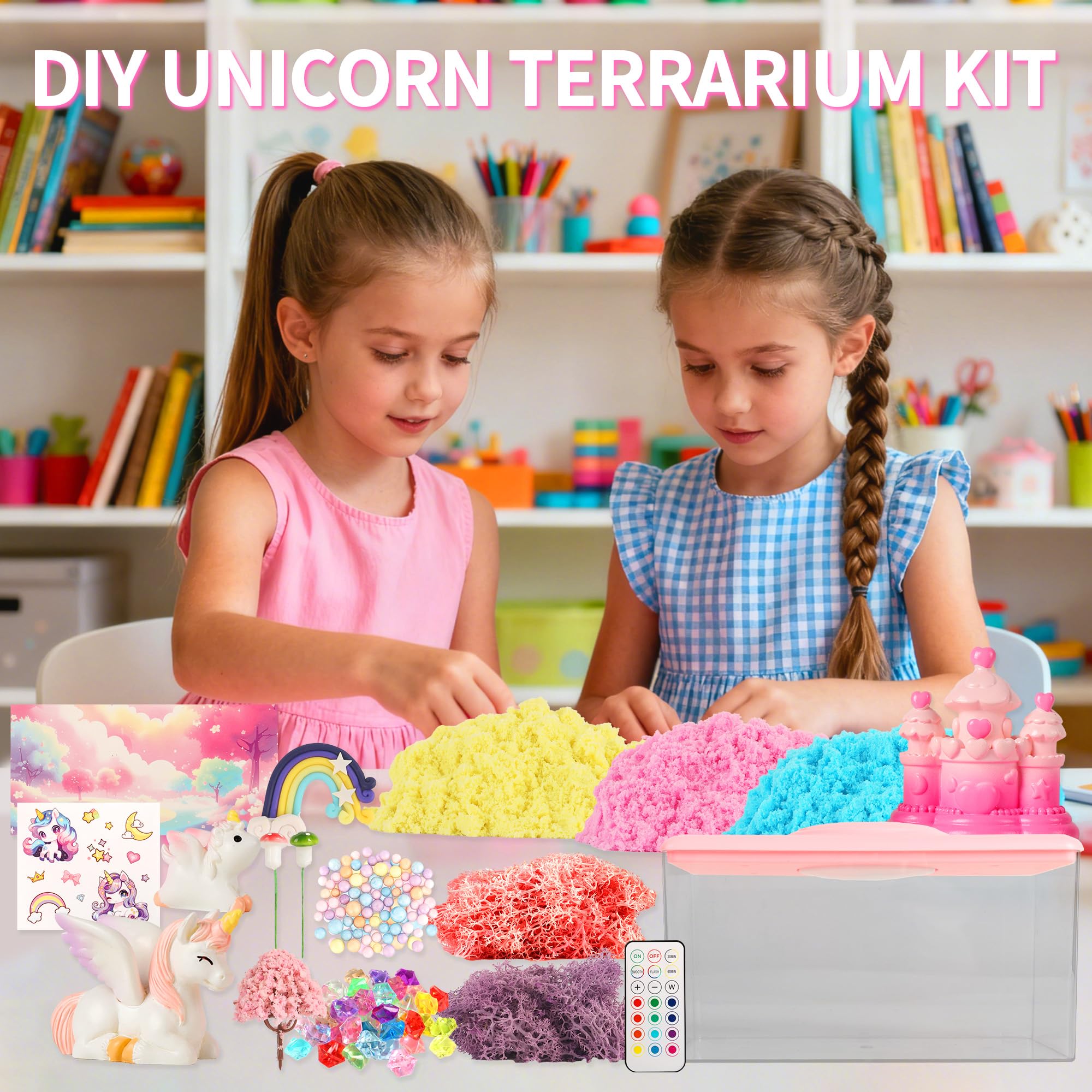 KACHUAN BEAR unicorn light-up terrarium kit assembly process for budding artists