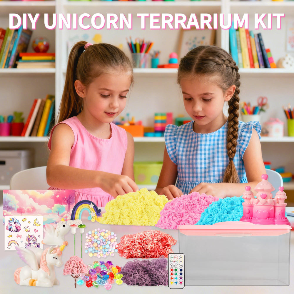 KACHUAN BEAR unicorn light-up terrarium kit assembly process for budding artists