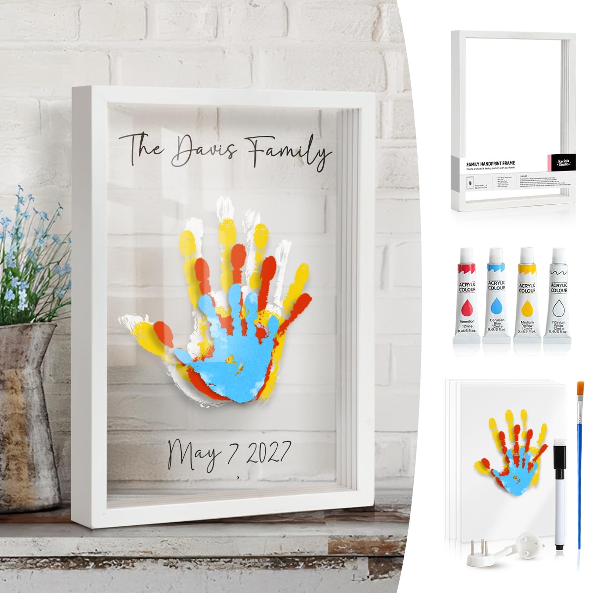 Kaciola Family Handprint Frame kit assembled for a lasting keepsake