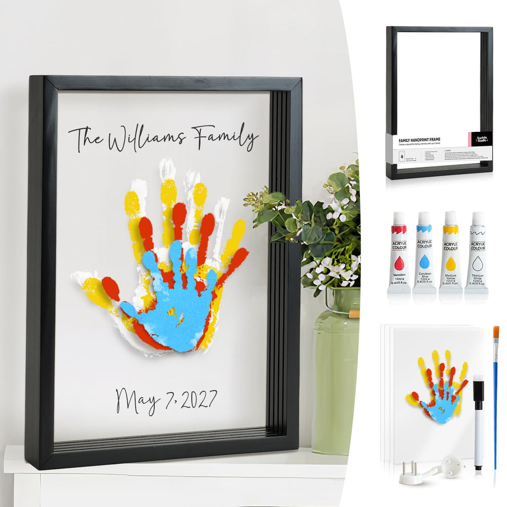 Kaciola Family Handprint Frame wooden frame with prints-ready surface for memories