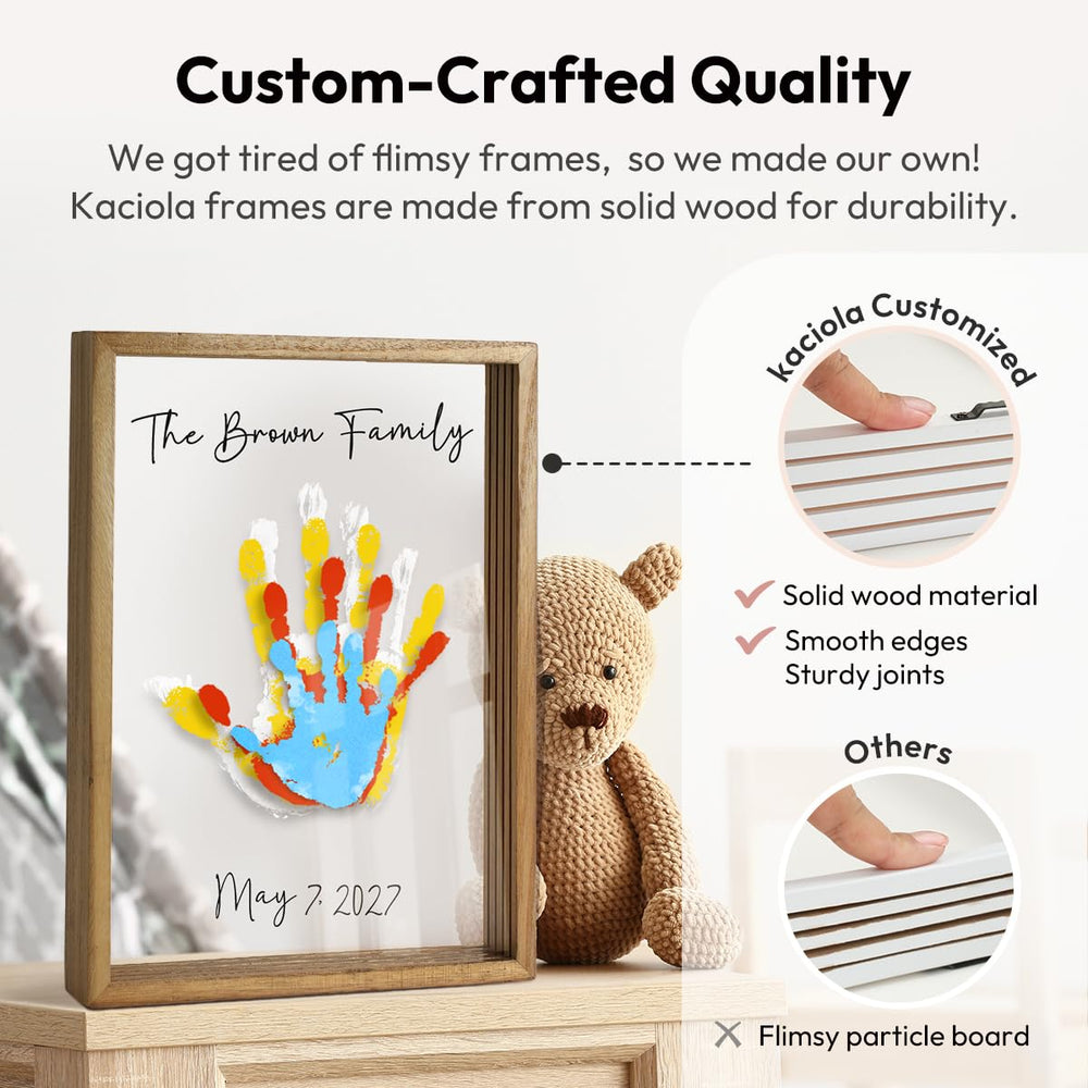 Kaciola floating frame design creating a layered family keepsake