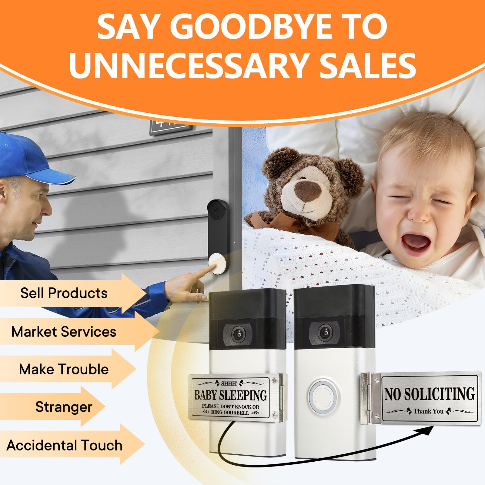 Kadezia doorbell cover silver installed horizontally demonstrates flexible placement