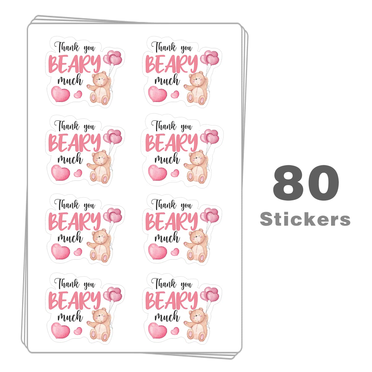 Kaecery baby shower labels pink bear for seals and tags.
