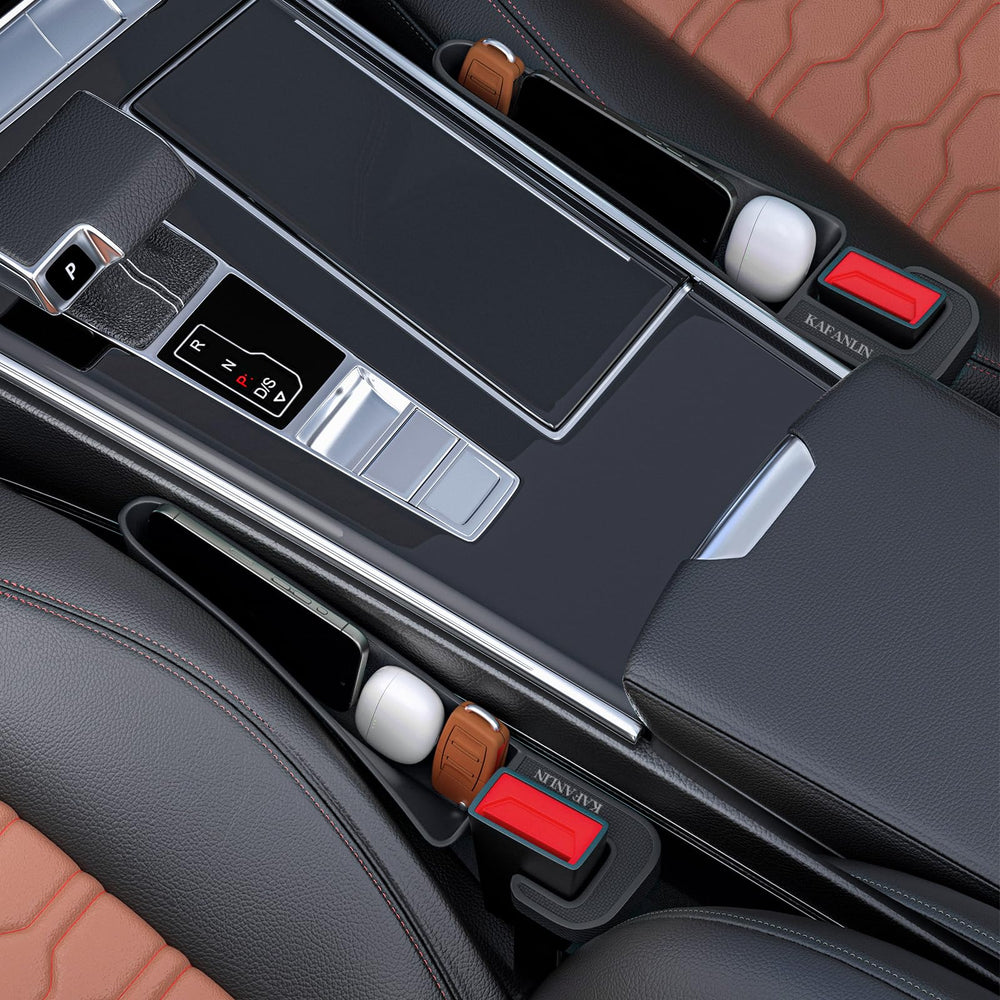 KAFANLIN car seat gap filler storage slot shows extra pocket for coins or cards.