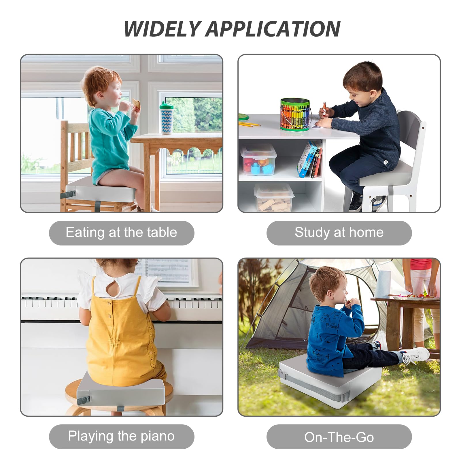 KAGIWEI booster seat keeps child comfortable during meals at home.