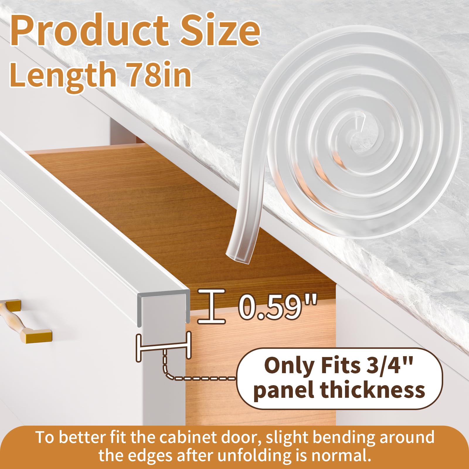 Kaiferty cabinet edge protector application clip demonstrates tool-free installation.