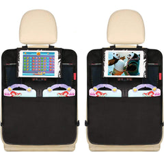 Kaiphy car backseat organizer with large pockets keeps toys and snacks within reach.
