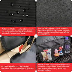 Kaiphy car seat protector latch-compatibility fits securely with child seats.