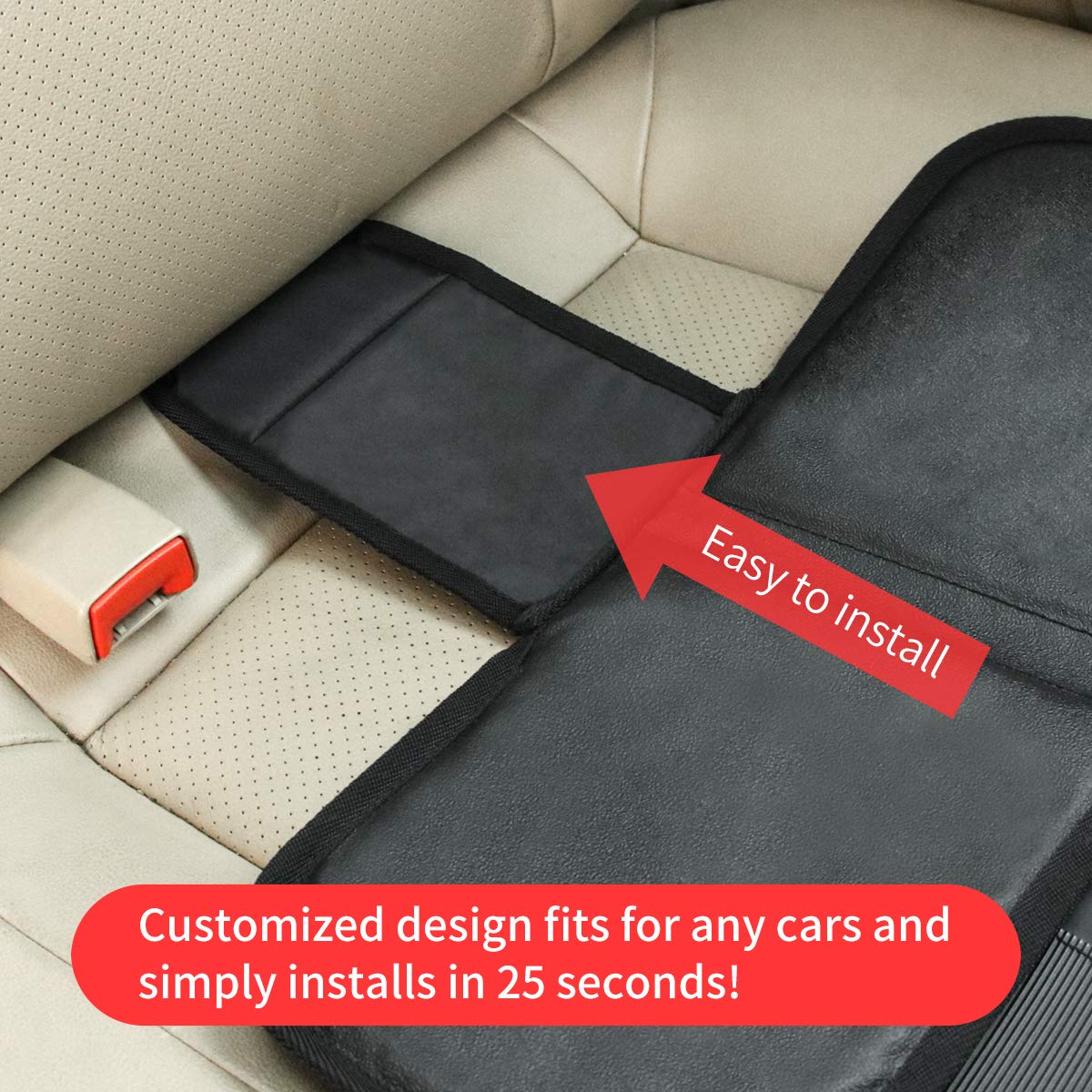 Kaiphy car seat protector non-slip-backing stays in place for active kids.