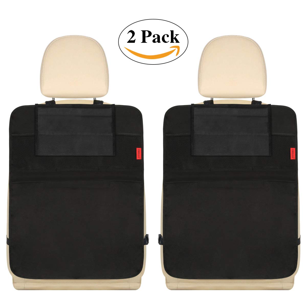 Kaiphy 10-inch tablet holder attached to backseat organizer for kid entertainment.