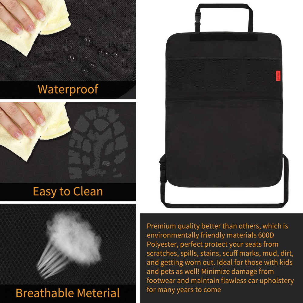 Kaiphy two-pack kick mats protect front and rear seats.