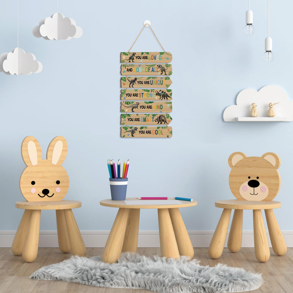 KAIRNE colorful dinosaur decor set enhances bedroom or classroom walls.