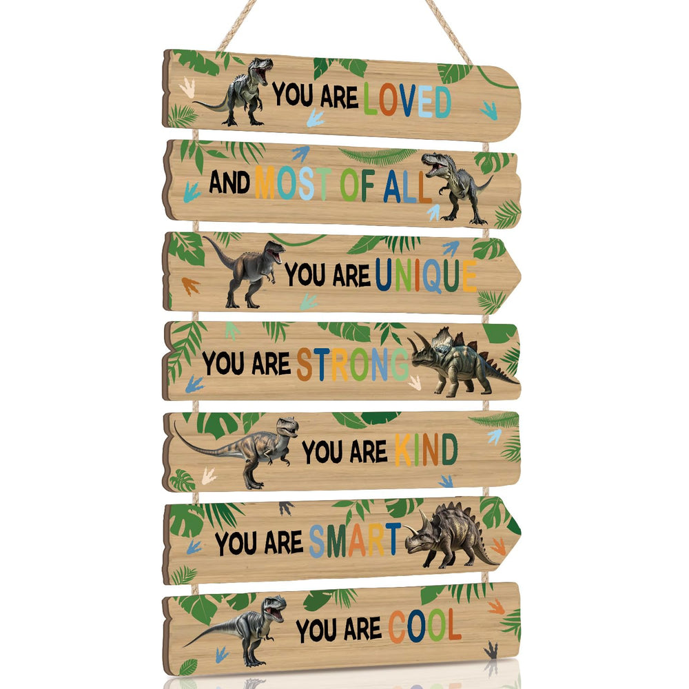 KAIRNE dinosaur hanging wall art adds bright color to boys' rooms.