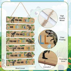 KAIRNE dinosaur wood sign features bold prints for kids' spaces.