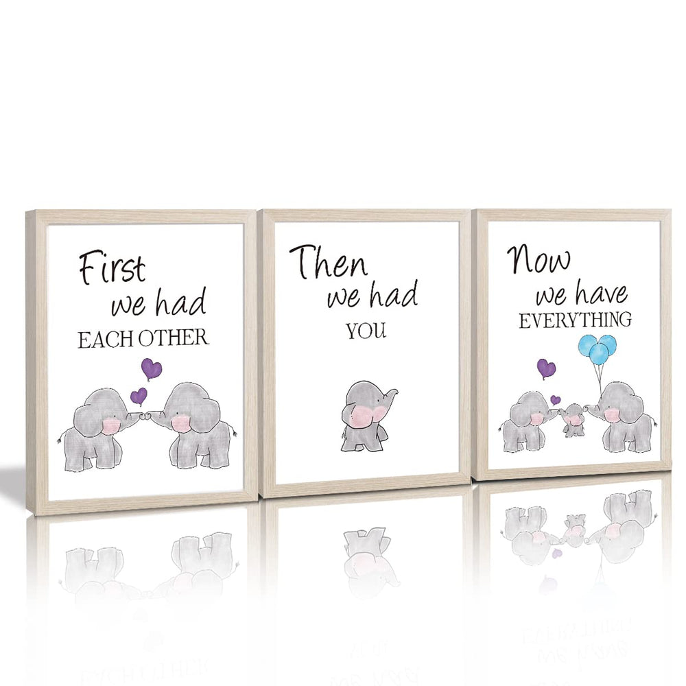 KAIRNE watercolor elephant father-framed canvas for nursery decor and cozy bedroom vibe