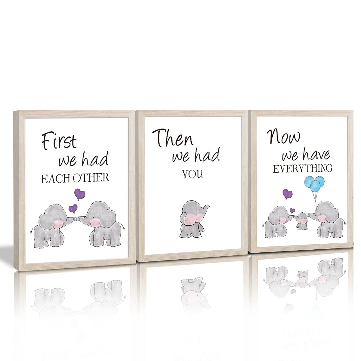 KAIRNE watercolor elephant father-framed canvas for nursery decor and cozy bedroom vibe