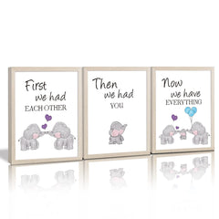 KAIRNE watercolor elephant father-framed canvas for nursery decor and cozy bedroom vibe