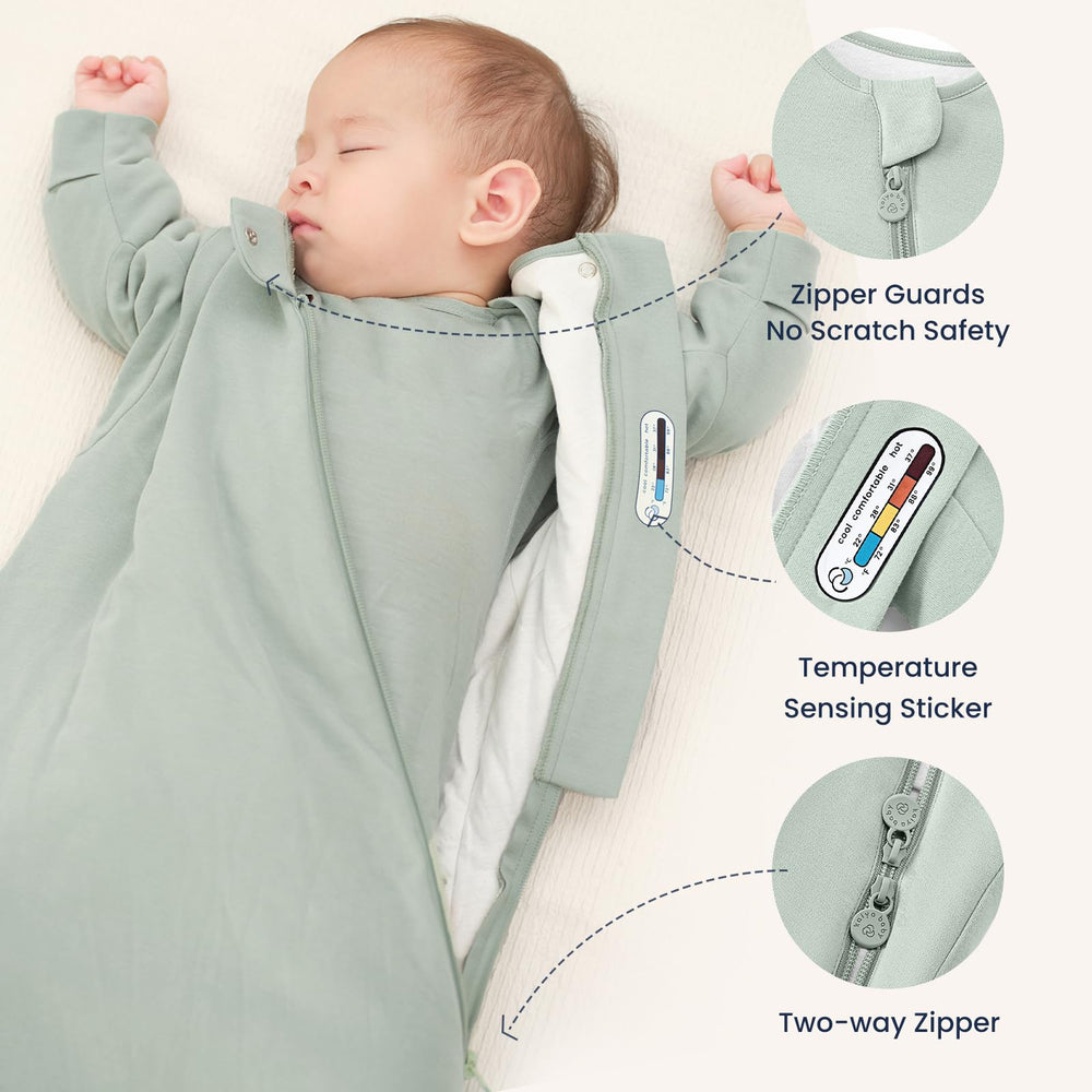 Kaiya Baby rayon sleeping bag hip-friendly fit supports natural leg movement.