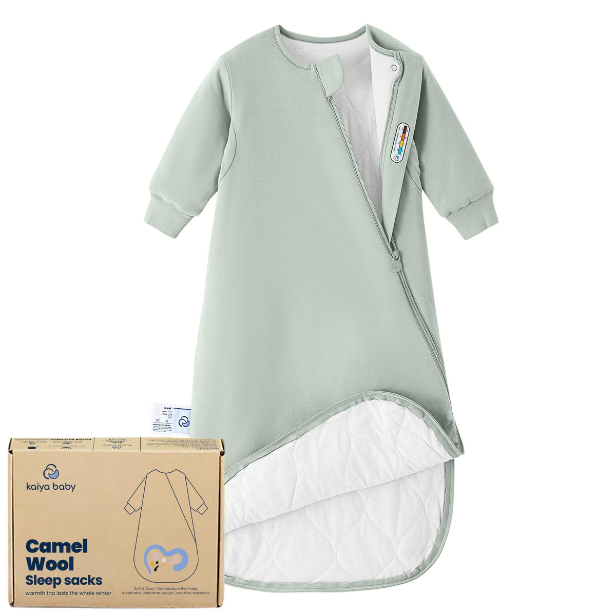 Kaiya Baby rayon sleeping bag outer view showing cozy fabric and durable seams for toddlers.