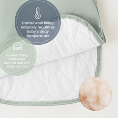 Kaiya Baby rayon sleeping bag temperature sticker helps parents monitor warmth without disturbing sleep.