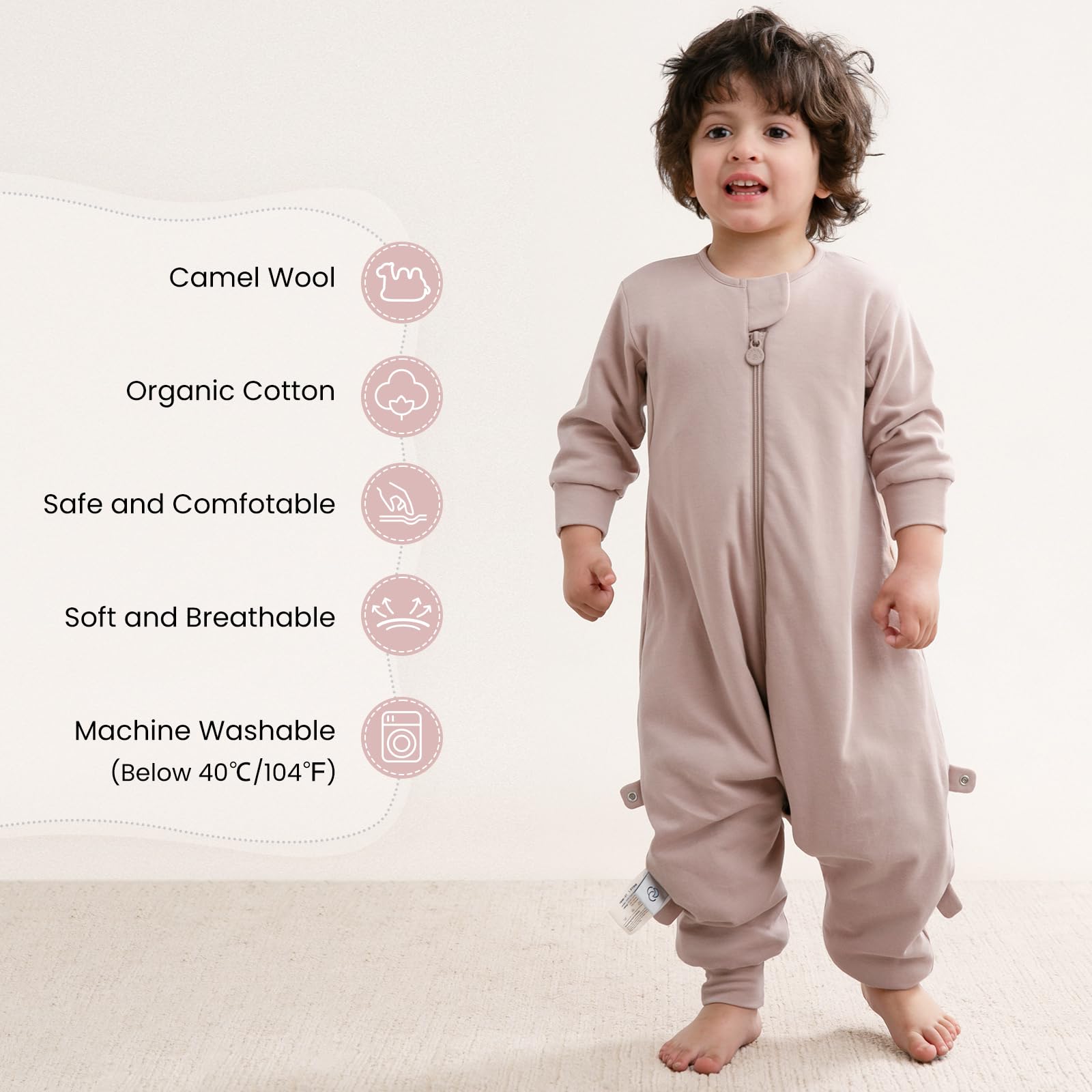 Kaiya Baby sleep sack chest temperature sticker shows warmth guidance