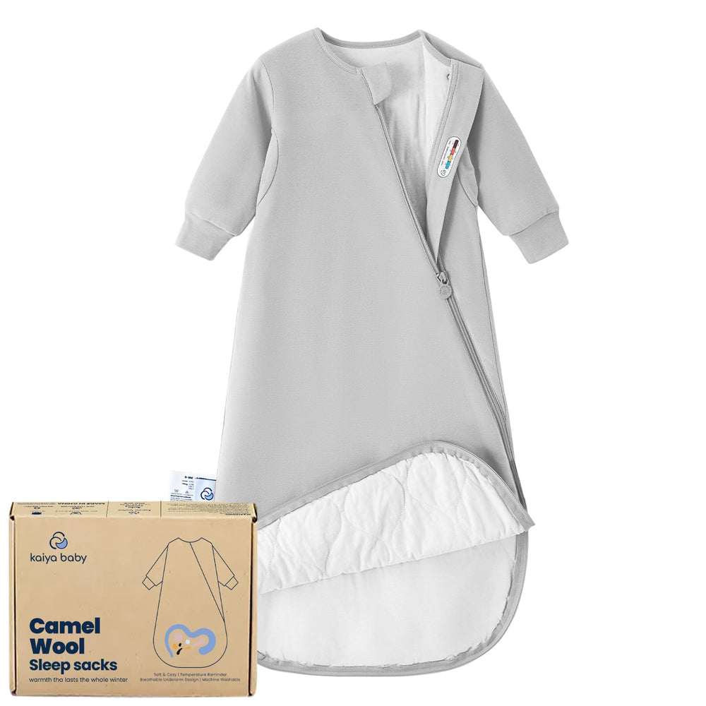 Kaiya Baby sleep sack front view shows breathable warmth for comfortable sleep.