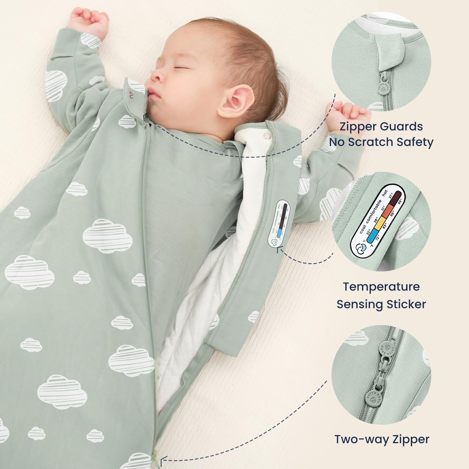 Kaiya Baby sleep sack loose hip fit supports natural leg movement